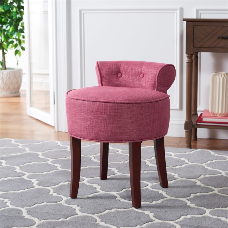 Hawthorne Collection Birch Wood Vanity Stool in Pink