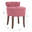 Hawthorne Collection Birch Wood Vanity Stool in Pink