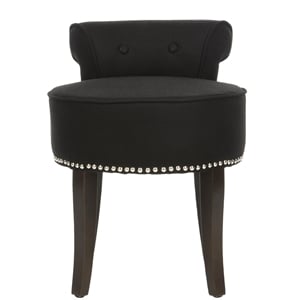 Hawthorne Collection Birch Wood Vanity Stool in Black