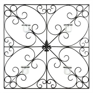Hawthorne Collection Iron and Glass Wall Decor in Black
