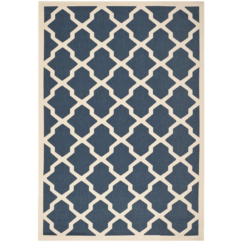 Hawthorne Collection Small Rectangle Rug in Navy and Beige