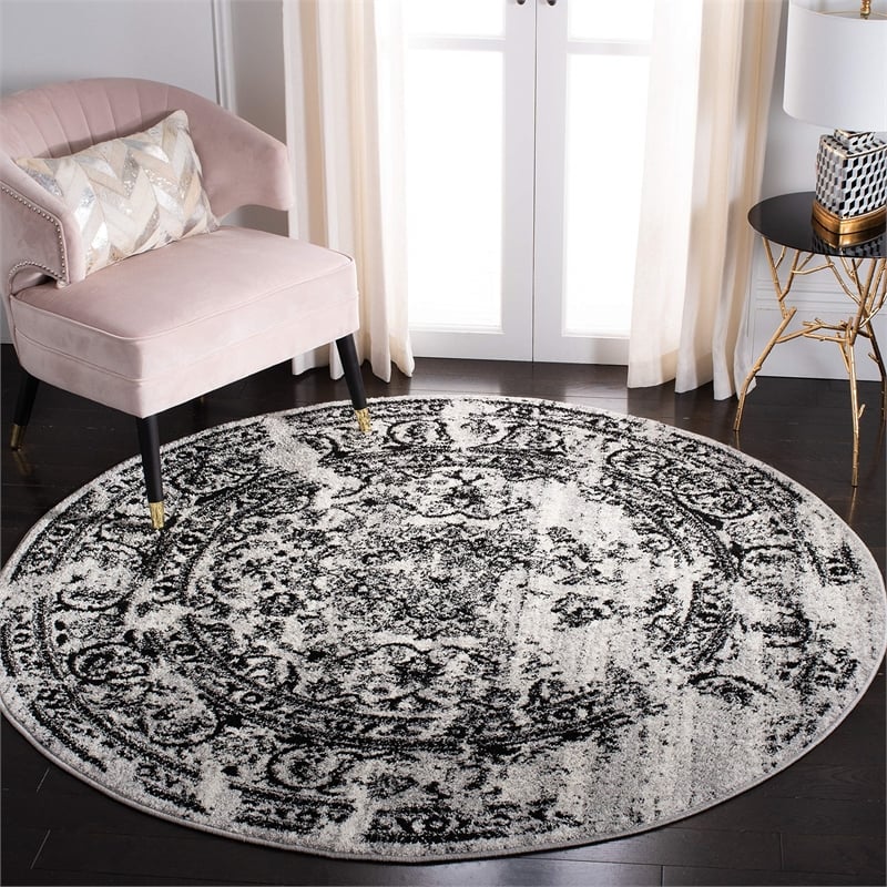 Hawthorne Collection Silver Area Rug - Round 6'