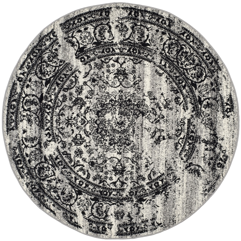 Hawthorne Collection Silver Area Rug - Round 6'