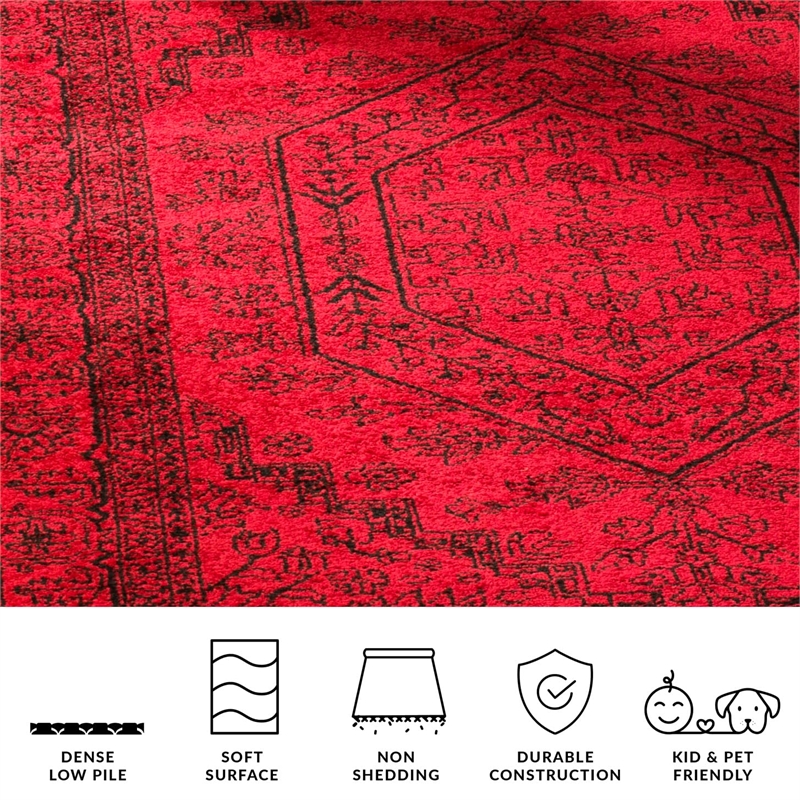 Hawthorne Collection Red Area Rug - Runner 2'6
