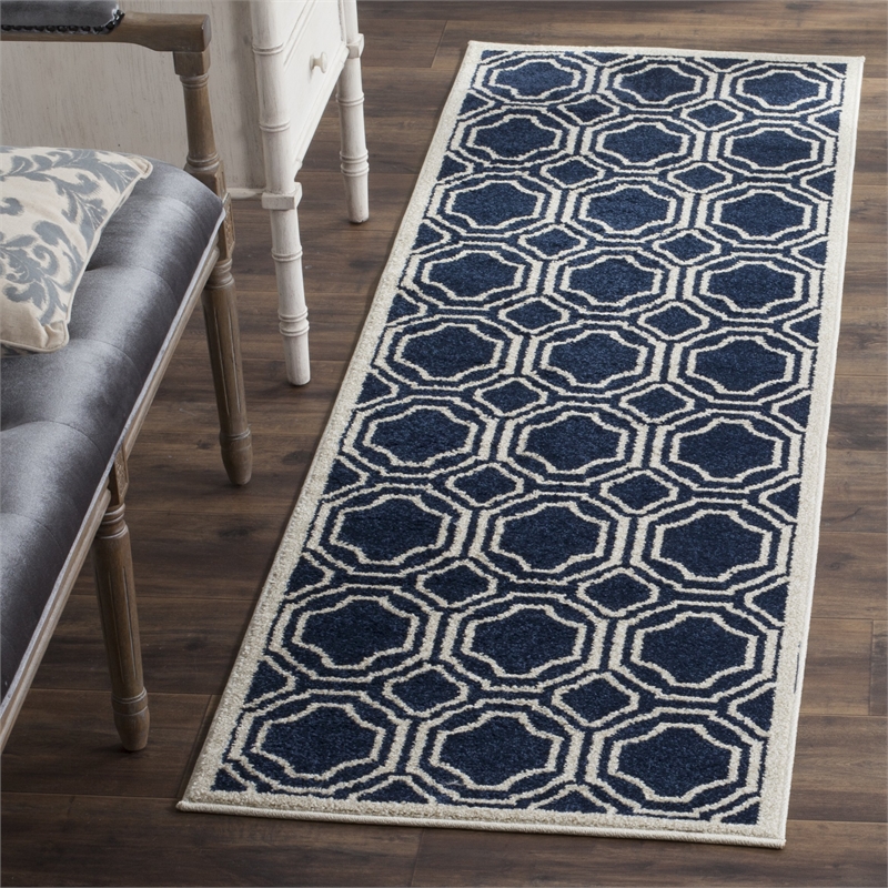 Hawthorne Collection Navy Indoor Outdoor Rug - Runner 2'3