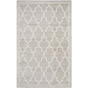 hawthorne collection light grey indoor outdoor rug - 6' x 9'