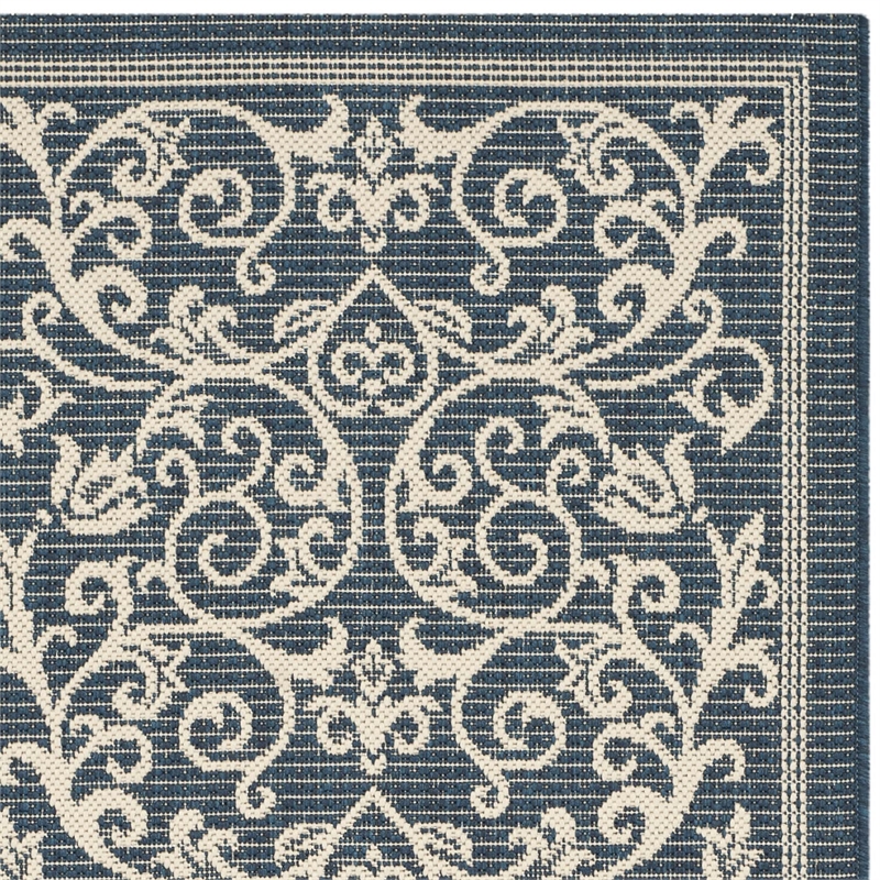 Hawthorne Collection Navy Indoor Outdoor Rug - Runner 2'3