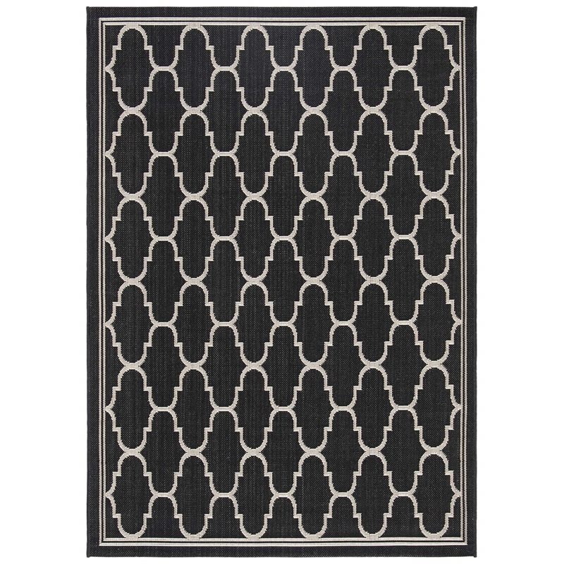 Hawthorne Collection Black Indoor Outdoor Rug - 4' x 5'7