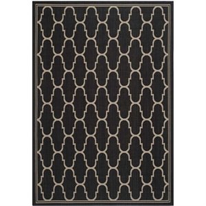 hawthorne collection black indoor outdoor rug - 4' x 5'7