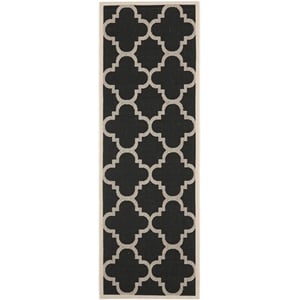 Hawthorne Collection Black Indoor Outdoor Rug - Runner 2'3&quot x 8'