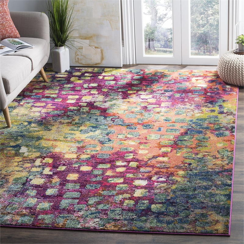 Hawthorne Collection Pink Contemporary Rug - 4' x 5'7