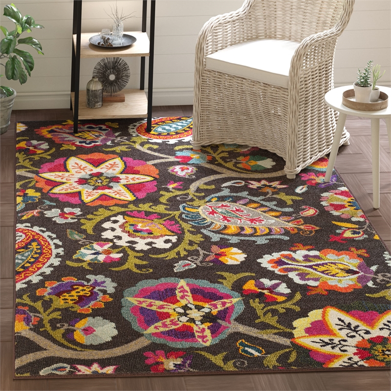 Hawthorne Collection Brown Contemporary Rug - 6'7