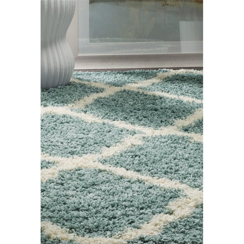 Hawthorne Collection Light Blue Shag Rug - 4' x 6'