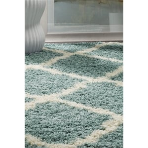 Hawthorne Collection Light Blue Shag Rug - 4' x 6'