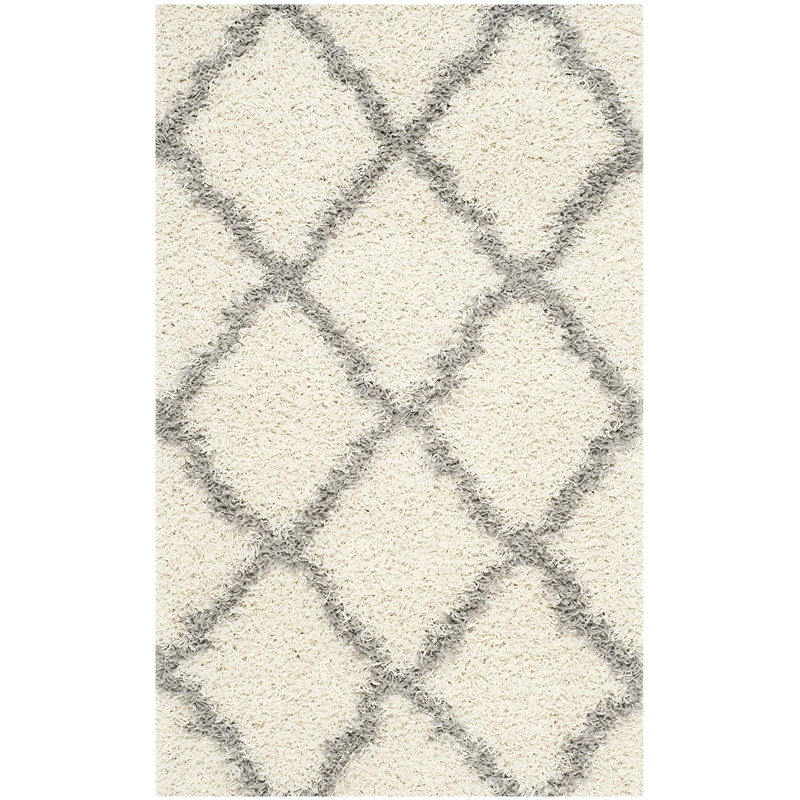 Hawthorne Collection Modern White Ivory Shag Rug