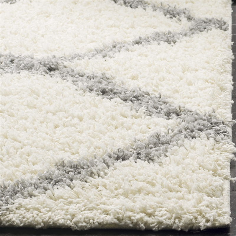 Hawthorne Collection Modern White Ivory Shag Rug