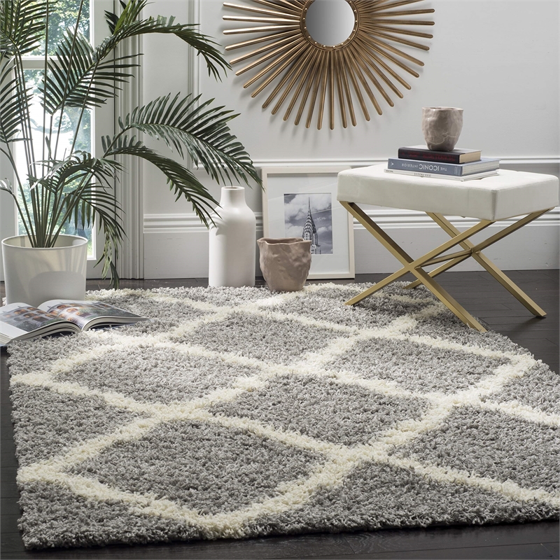 Hawthorne Collection Grey Shag Rug - 3' x 5'