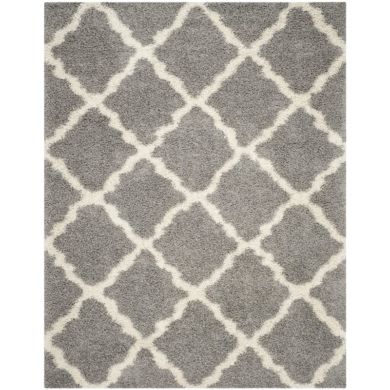 Hawthorne Collection Modern Gray Fabric Shag Rug