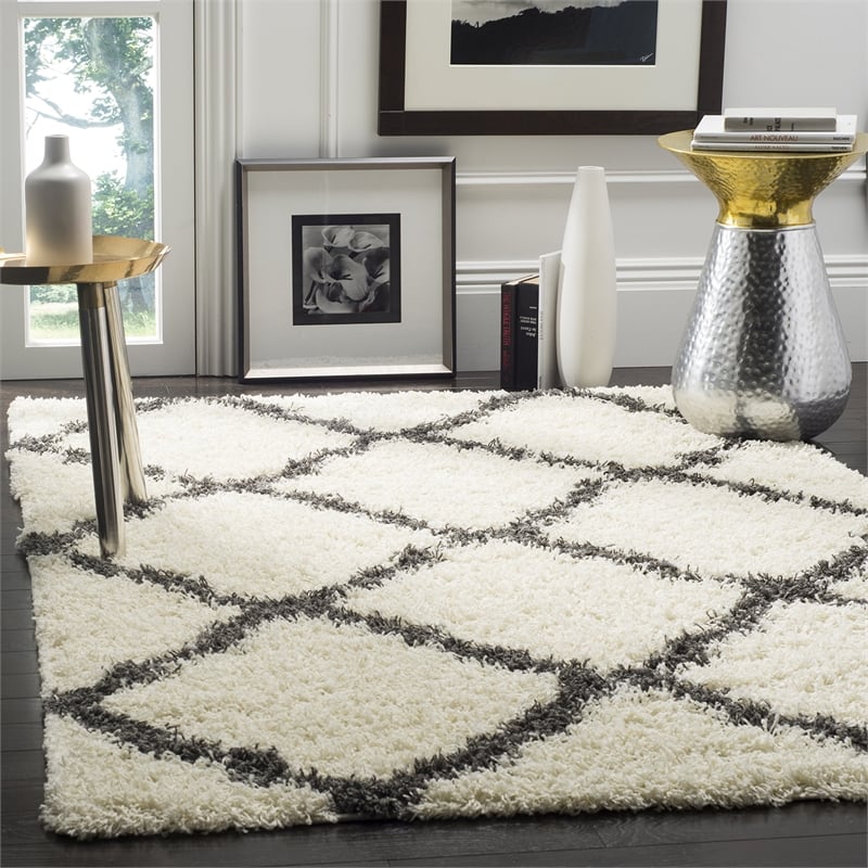 Hawthorne Collection Ivory Shag Rug - 6' x 9'