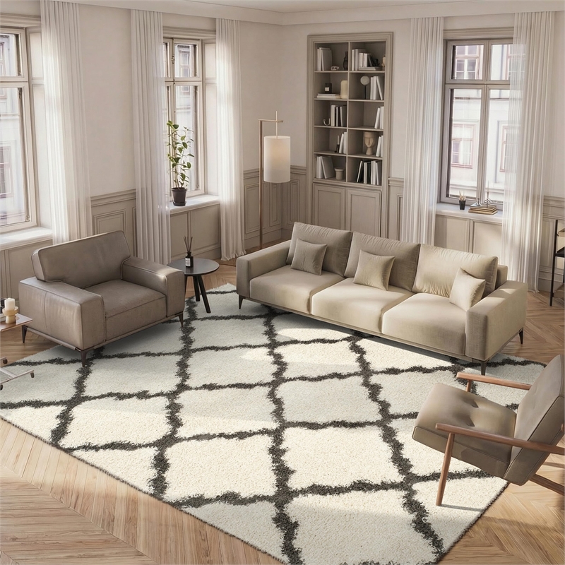 Hawthorne Collection Ivory Shag Rug - 8' x 10'