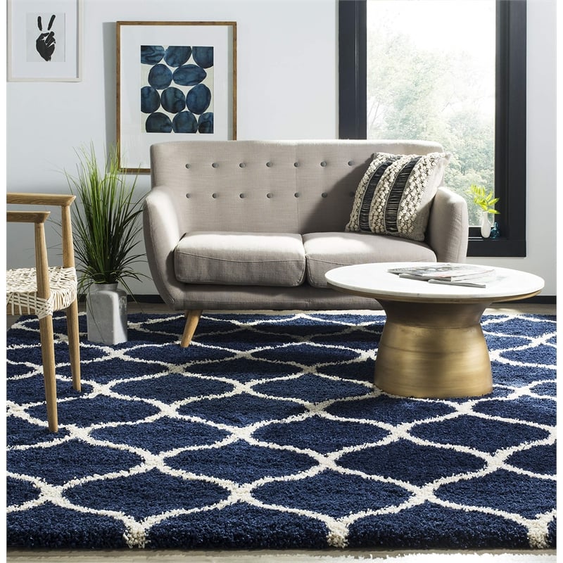 Hawthorne Collection Navy Shag Rug - 5'1