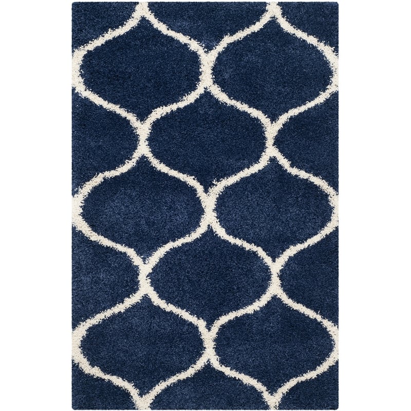 Hawthorne Collection Navy Shag Rug - 5'1