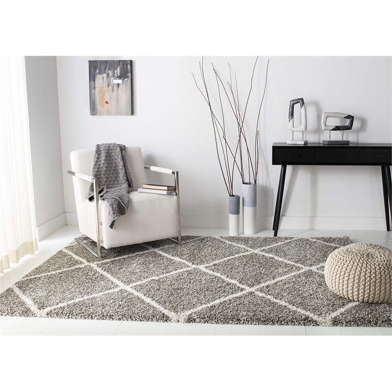 Hawthorne Collection Grey Shag Rug - 9' x 12'
