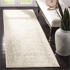 Hawthorne Collection 2'6&quot X 8' Power Loomed Rug in Ivory and Sage