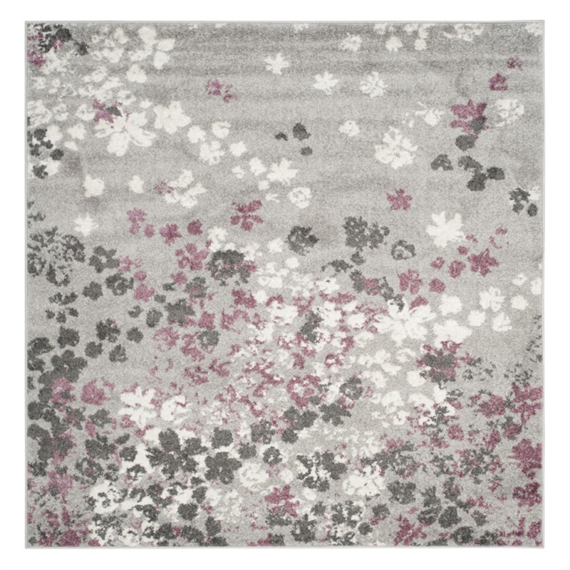 Hawthorne Collection 4' X 6' Power Loomed Rug in Light Gray and Purple