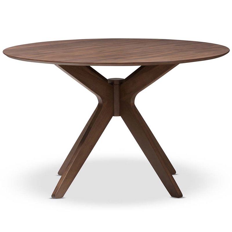 Hawthorne Collections Wood Walnut Brown Dining Table Round Mid-Century 47.24