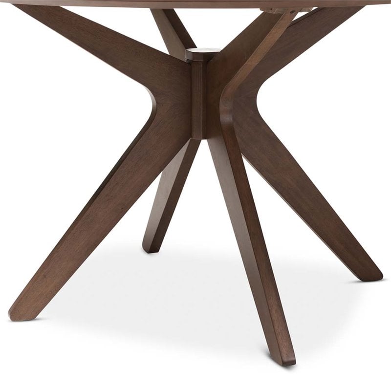 Hawthorne Collections Wood Walnut Brown Dining Table Round Mid-Century 47.24