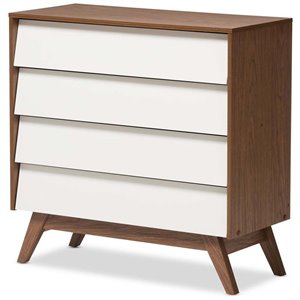 hawthorne collection 4 drawer chest in white and walnut brown