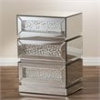 Hawthorne Collection Mirrored 3 Drawer Nightstand in Silver