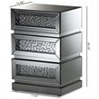 Hawthorne Collection Mirrored 3 Drawer Nightstand in Silver