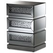 Hawthorne Collection Mirrored 3 Drawer Nightstand in Silver