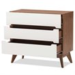 Hawthorne Collections Mid-Century 3-Drawer Wood Chest in White/Walnut