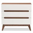 Hawthorne Collections Mid-Century 3-Drawer Wood Chest in White/Walnut