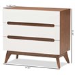 Hawthorne Collections Mid-Century 3-Drawer Wood Chest in White/Walnut