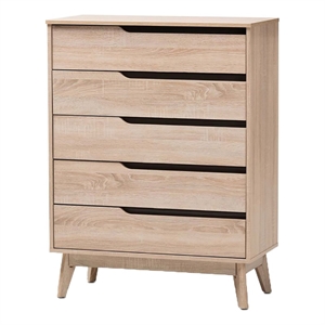 Hawthorne Collections 5-Drawer Wood Chest in Light Brown/Gray