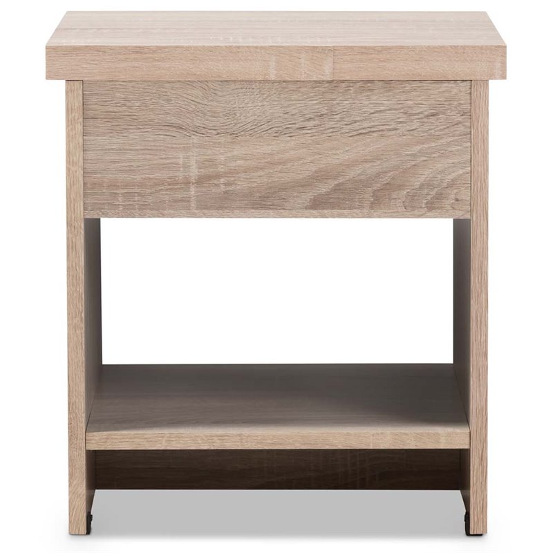 Hawthorne Collection 1 Drawer Wood Nightstand in Light Brown and Gray