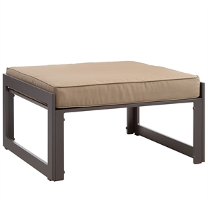 Hawthorne Collection Outdoor Patio Ottoman in Brown and Mocha