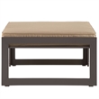 Hawthorne Collection Outdoor Patio Ottoman in Brown and Mocha