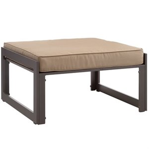 Hawthorne Collection Outdoor Patio Ottoman in Brown and Mocha