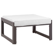 Hawthorne Collection Outdoor Patio Ottoman in Brown and White