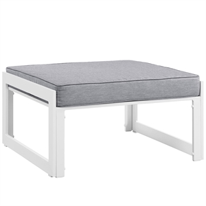 Hawthorne Collection Outdoor Patio Ottoman in White and Gray