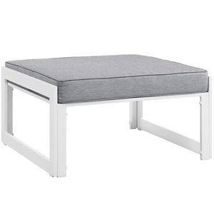 Hawthorne Collection Outdoor Patio Ottoman in White and Gray