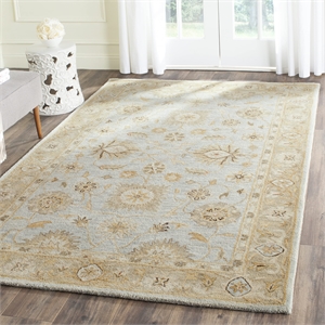 Hawthorne Collection 4' X 6' Hand Tufted Wool Rug in Light Blue and Sage