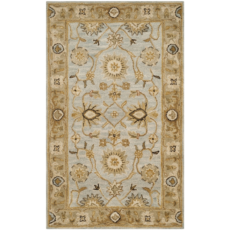 Hawthorne Collection 4' X 6' Hand Tufted Wool Rug in Light Blue and Sage