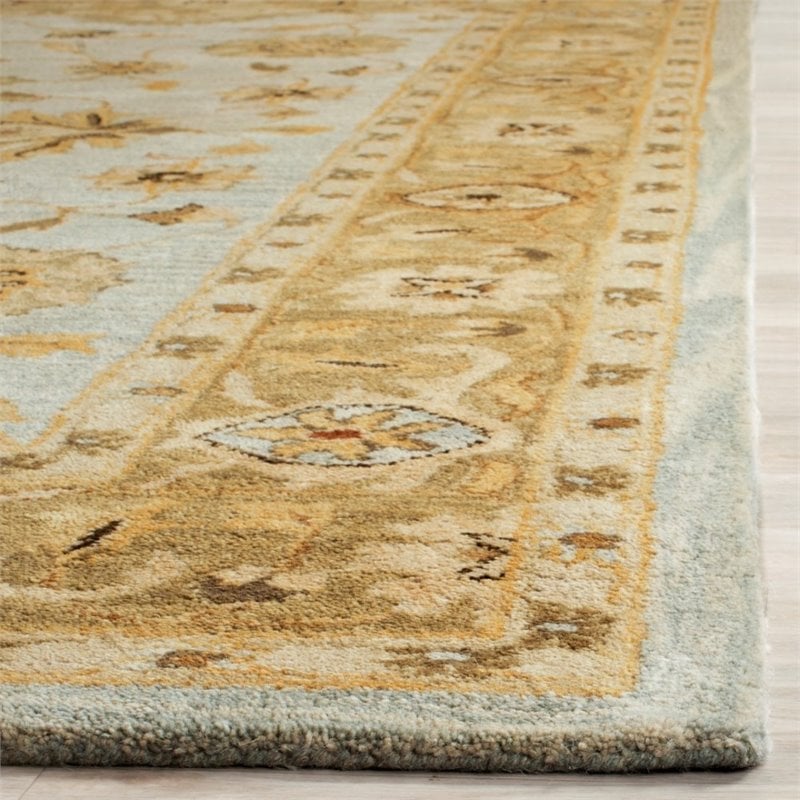 Hawthorne Collection 4' X 6' Hand Tufted Wool Rug in Light Blue and Sage