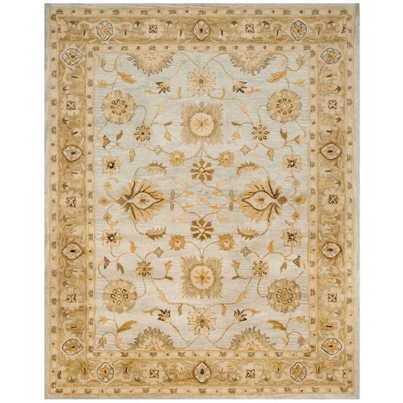 Hawthorne Collection 4' X 6' Hand Tufted Wool Rug in Light Blue and Sage